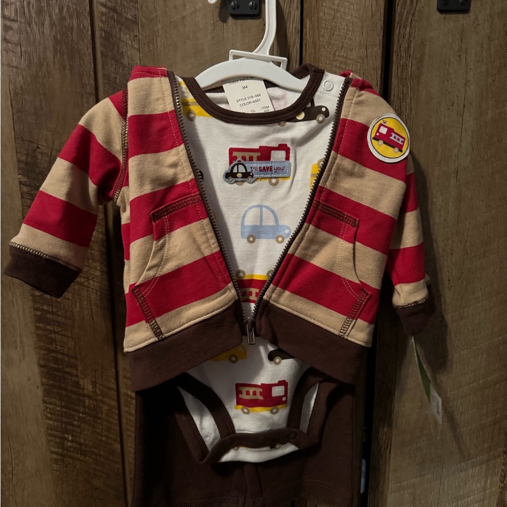 3 months old 3 piece firefighter & police outfit